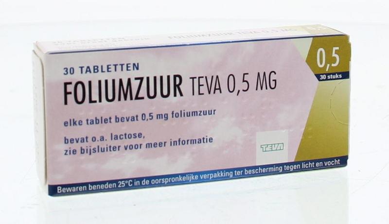 regio Opheldering niet verwant Foliumzuur Teva Tablet 0,5mg