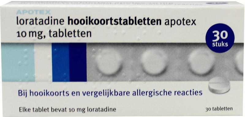 Loratadine Apotex Hooikoortstablet Filmomhuld 10Mg